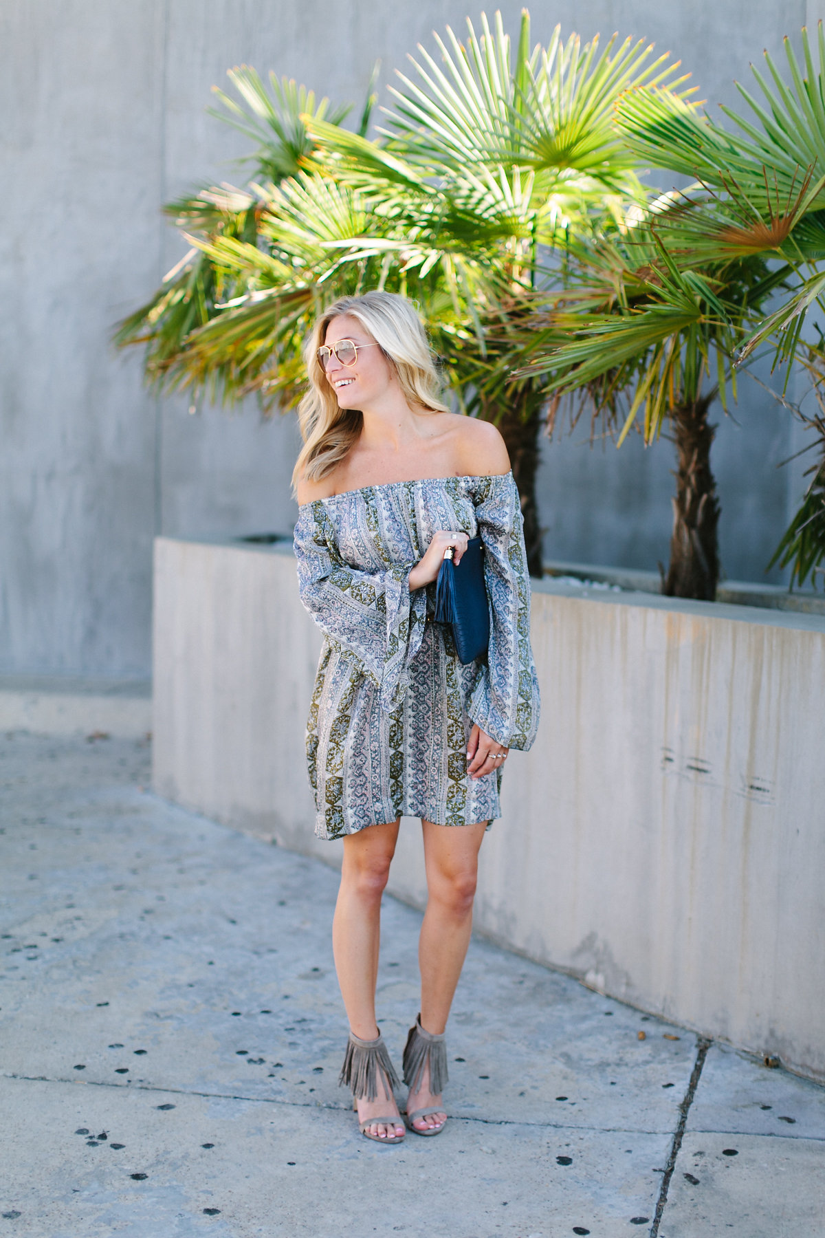 printed boho dress-calypso st barth zutri dress-dallas fashion blogger-off the shoulder dress