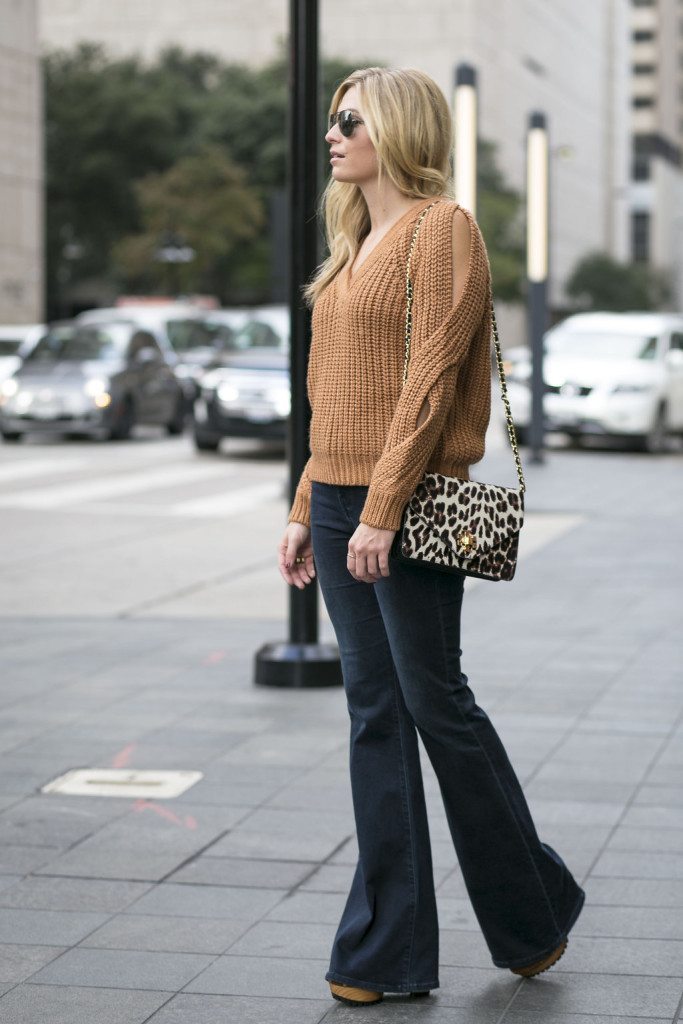 chunky cold shoulder sweater