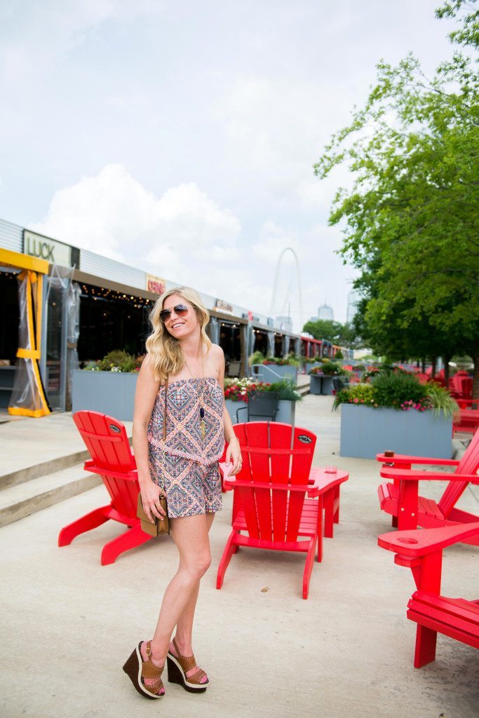 strapless printed romper