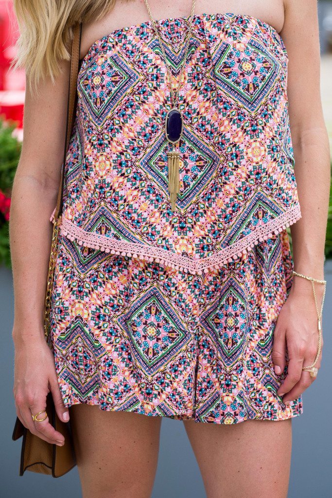 strapless printed romper