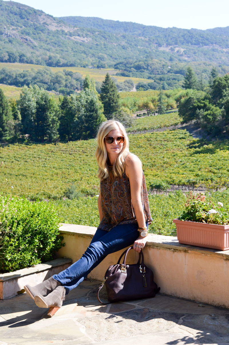 printed tank with embellished neckline