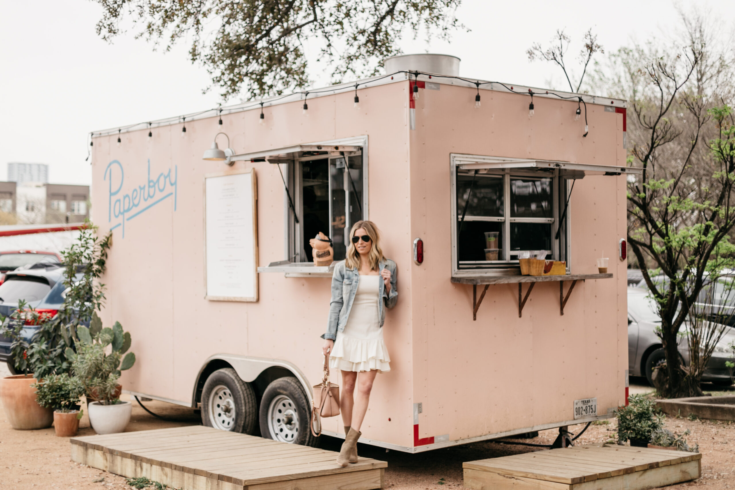 SXSW Austin - white dress and jeans jacket